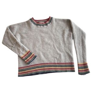 Kids Madewell Cashmere Sweater Medium Soft Gray Rainbow Stripes Soft Pull Over